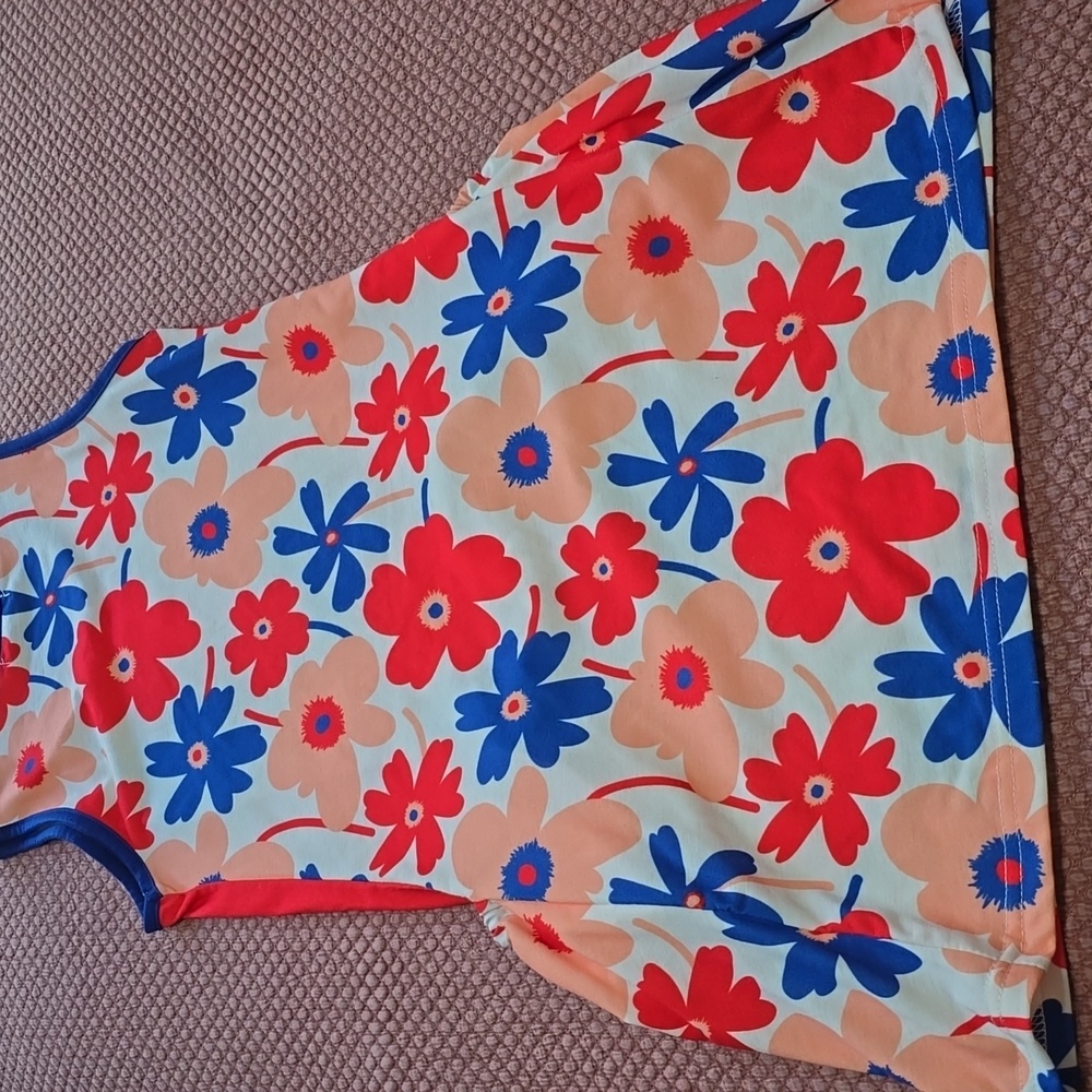Sunshine Swing Floral Sleeveless Dress with Red and Blue Accents - Picture 9 of 10